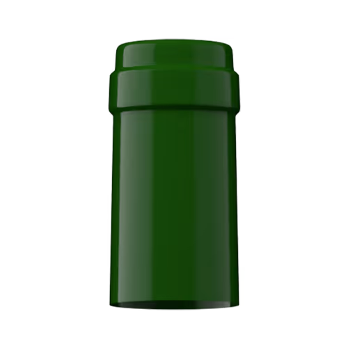 Glossy forest green PVC capsule finish for wine bottle customization in Outshinery Lite