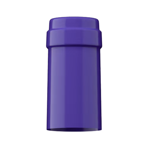 Glossy indigo purple PVC capsule finish for wine bottle customization in Outshinery Lite