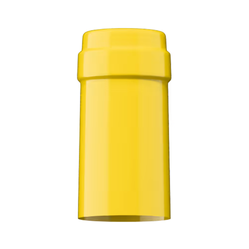 Glossy lemon yellow PVC capsule finish for wine bottle customization in Outshinery Lite