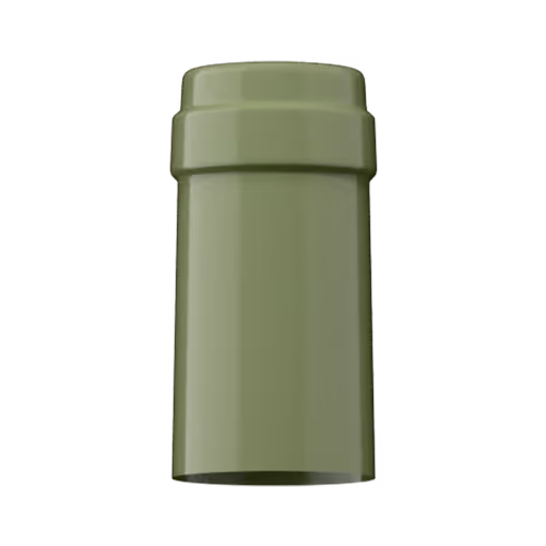 Glossy sage green PVC capsule finish for wine bottle customization in Outshinery Lite
