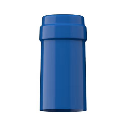 Glossy steel blue PVC capsule finish for wine bottle customization in Outshinery Lite