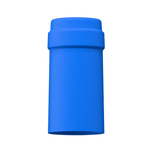 Matte bright blue tin capsule finish for wine bottle customization in Outshinery Lite