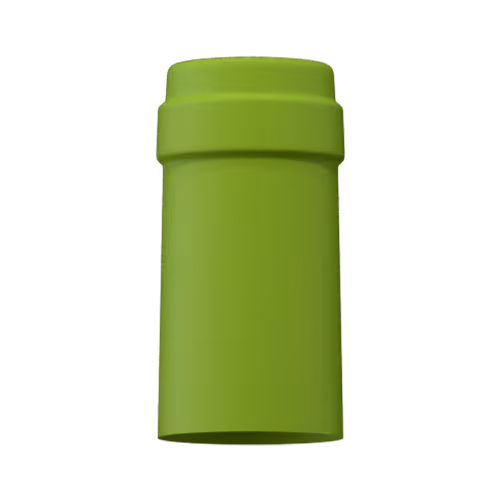 Matte apple green tin capsule finish for wine bottle customization in Outshinery Lite