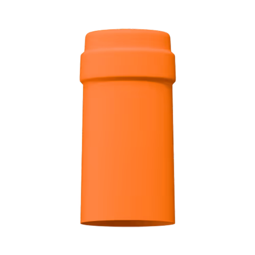 Matte bright orange tin capsule finish for wine bottle customization in Outshinery Lite