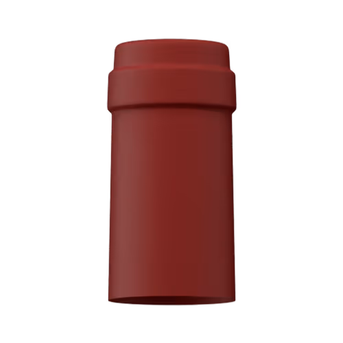 Matte burgundy tin capsule finish for wine bottle customization in Outshinery Lite
