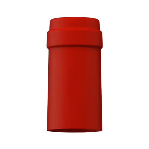 Matte crimson tin capsule finish for wine bottle customization in Outshinery Lite