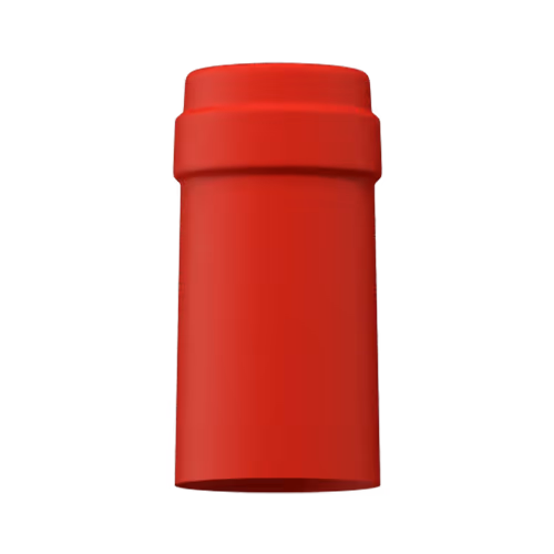Matte classic red tin capsule finish for wine bottle customization in Outshinery Lite