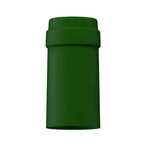 Matte forest green tin capsule finish for wine bottle customization in Outshinery Lite