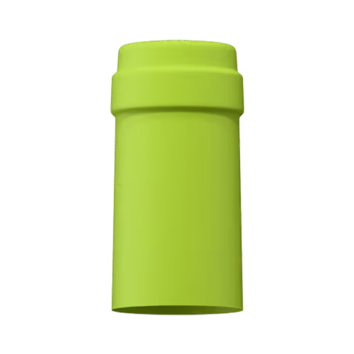 Matte chartreuse green tin capsule finish for wine bottle customization in Outshinery Lite