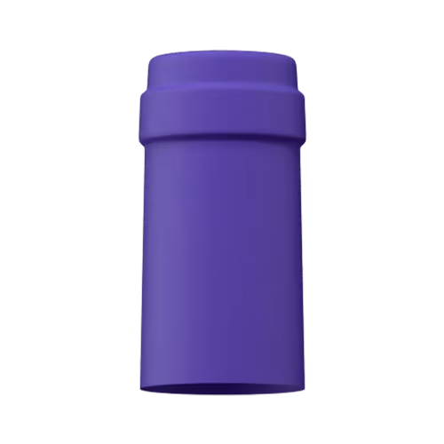 Matte indigo purple tin capsule finish for wine bottle customization in Outshinery Lite
