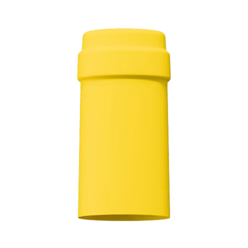 Matte lemon yellow tin capsule finish for wine bottle customization in Outshinery Lite