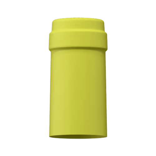Matte lime green tin capsule finish for wine bottle customization in Outshinery Lite
