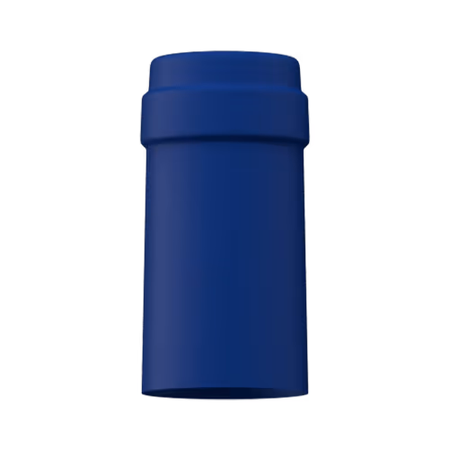 Matte navy blue tin capsule finish for wine bottle customization in Outshinery Lite