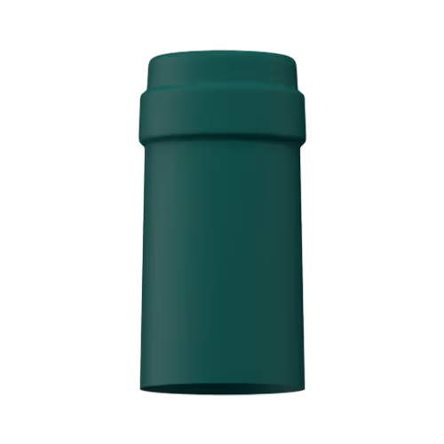 Matte pine green tin capsule finish for wine bottle customization in Outshinery Lite