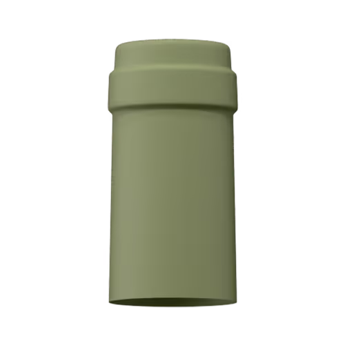 Matte sage green tin capsule finish for wine bottle customization in Outshinery Lite