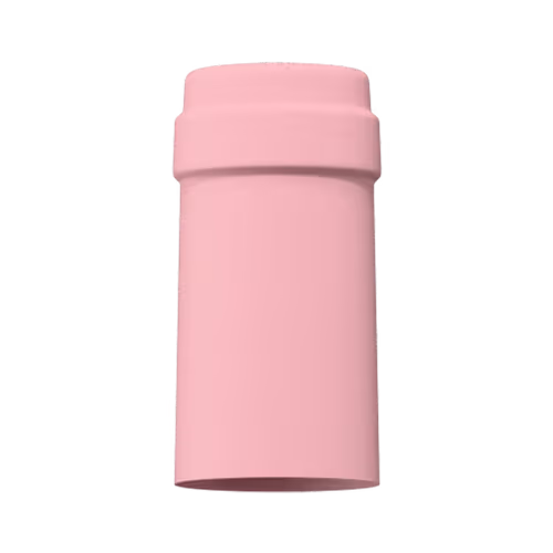 Matte pink tin capsule finish for wine bottle customization in Outshinery Lite