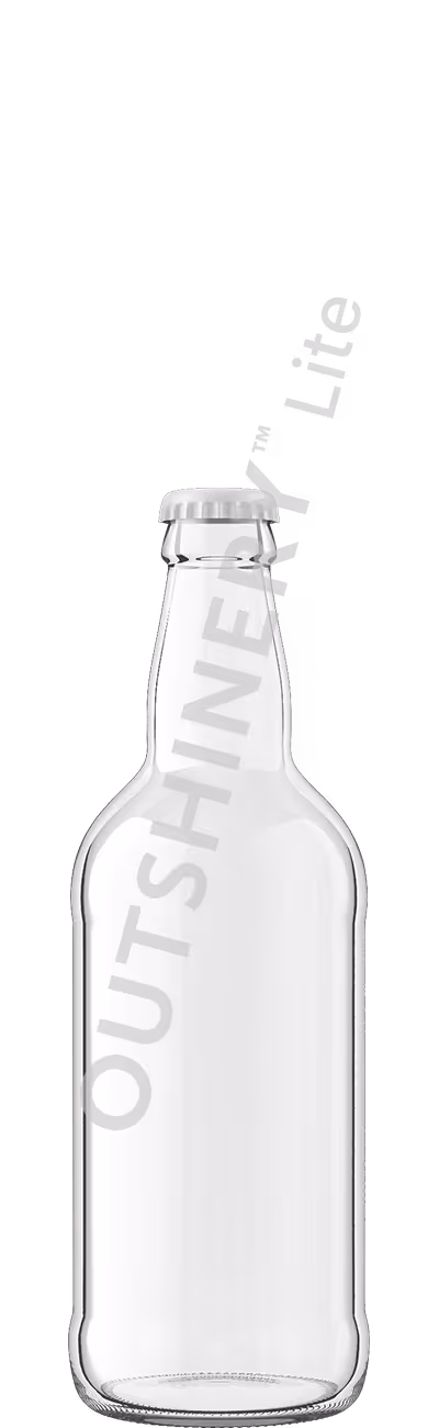 Export 500ml beer bottle with crown cap, beer bottle render in Outshinery Lite library