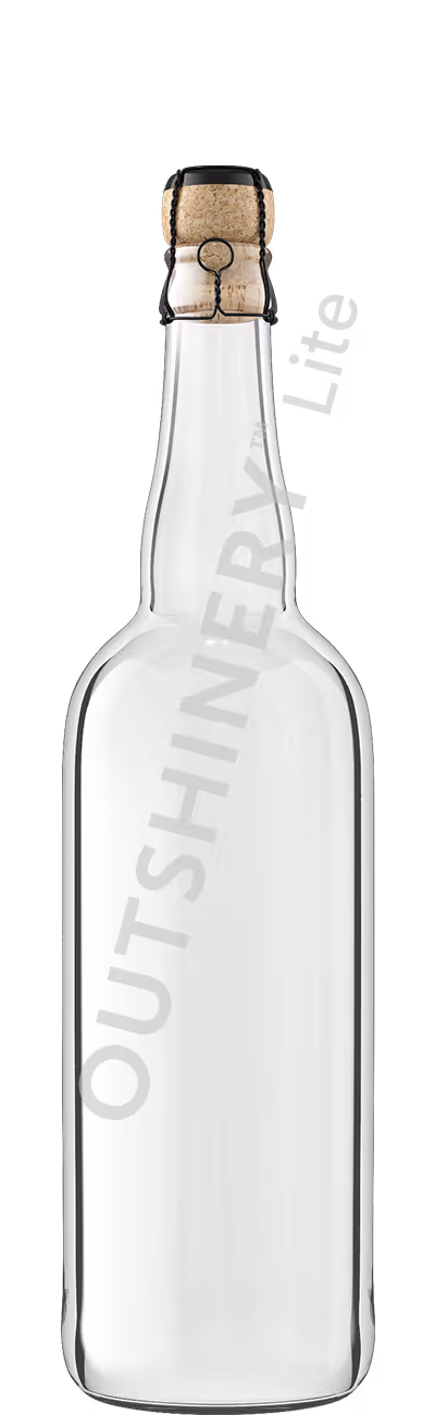 Heritage 25oz beer bottle with cork, cage and muselet, 750ml sparkling-style beer bottle render in Outshinery Lite