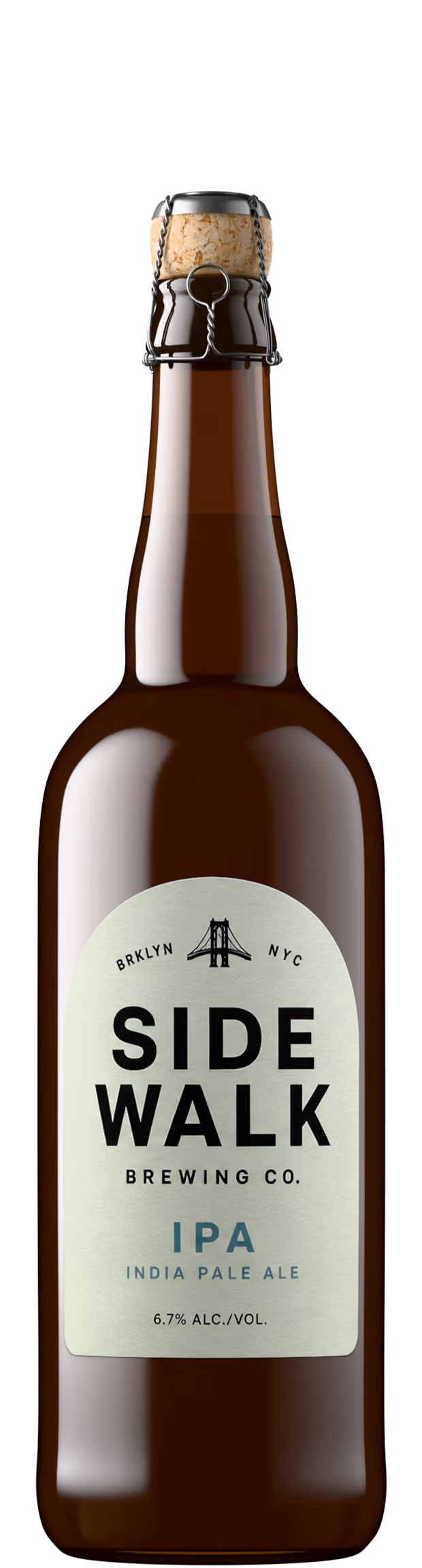 IPA bottle shot in a 750ml beer bottle with cork and cage, craft beer product photography by Outshinery Lite