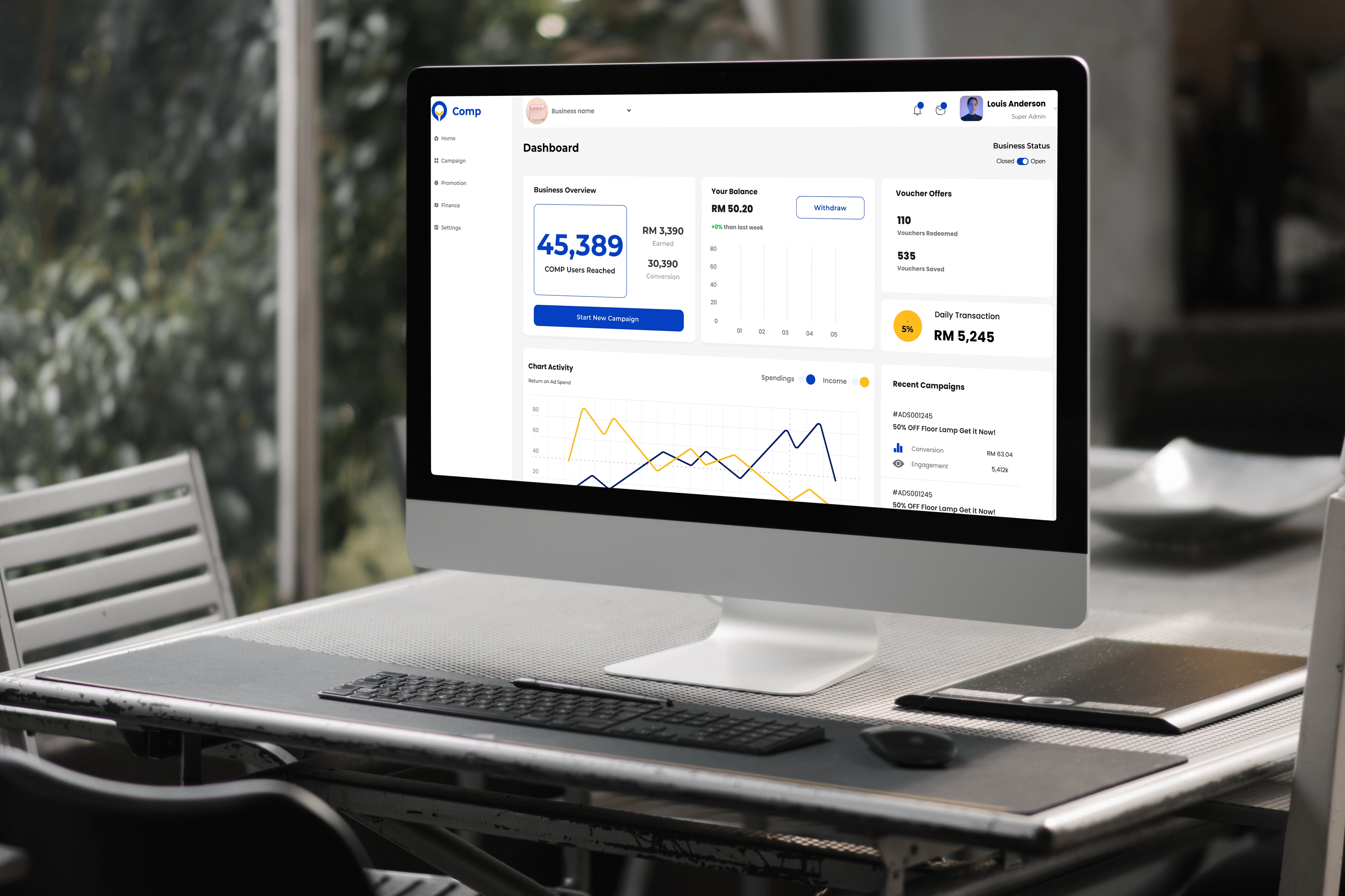 COMP SME dashboard interface UI