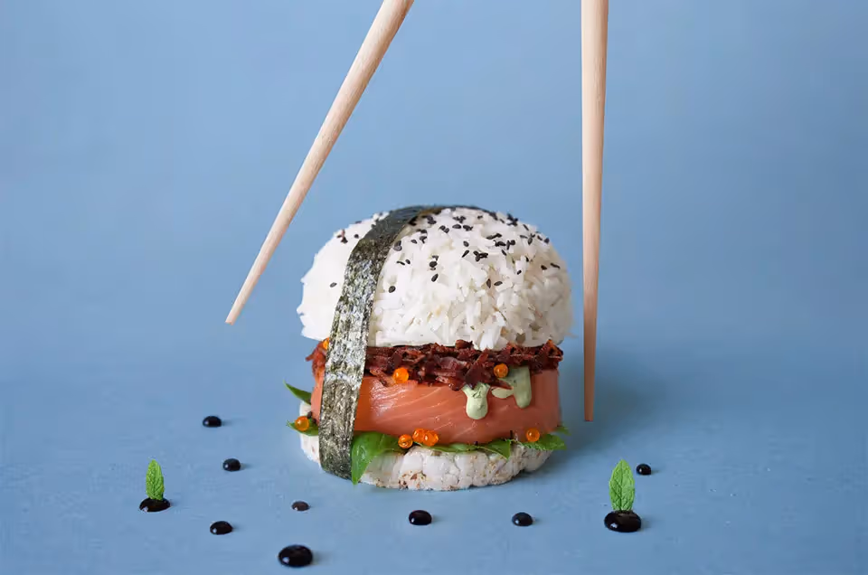image sushi burger saumon
