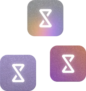 A set of three square icons with different symbols.
