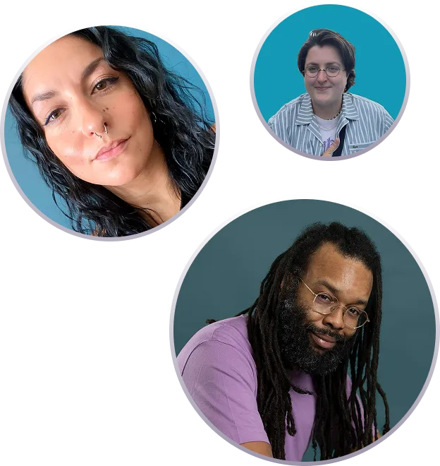 A couple of people that are in a circle.