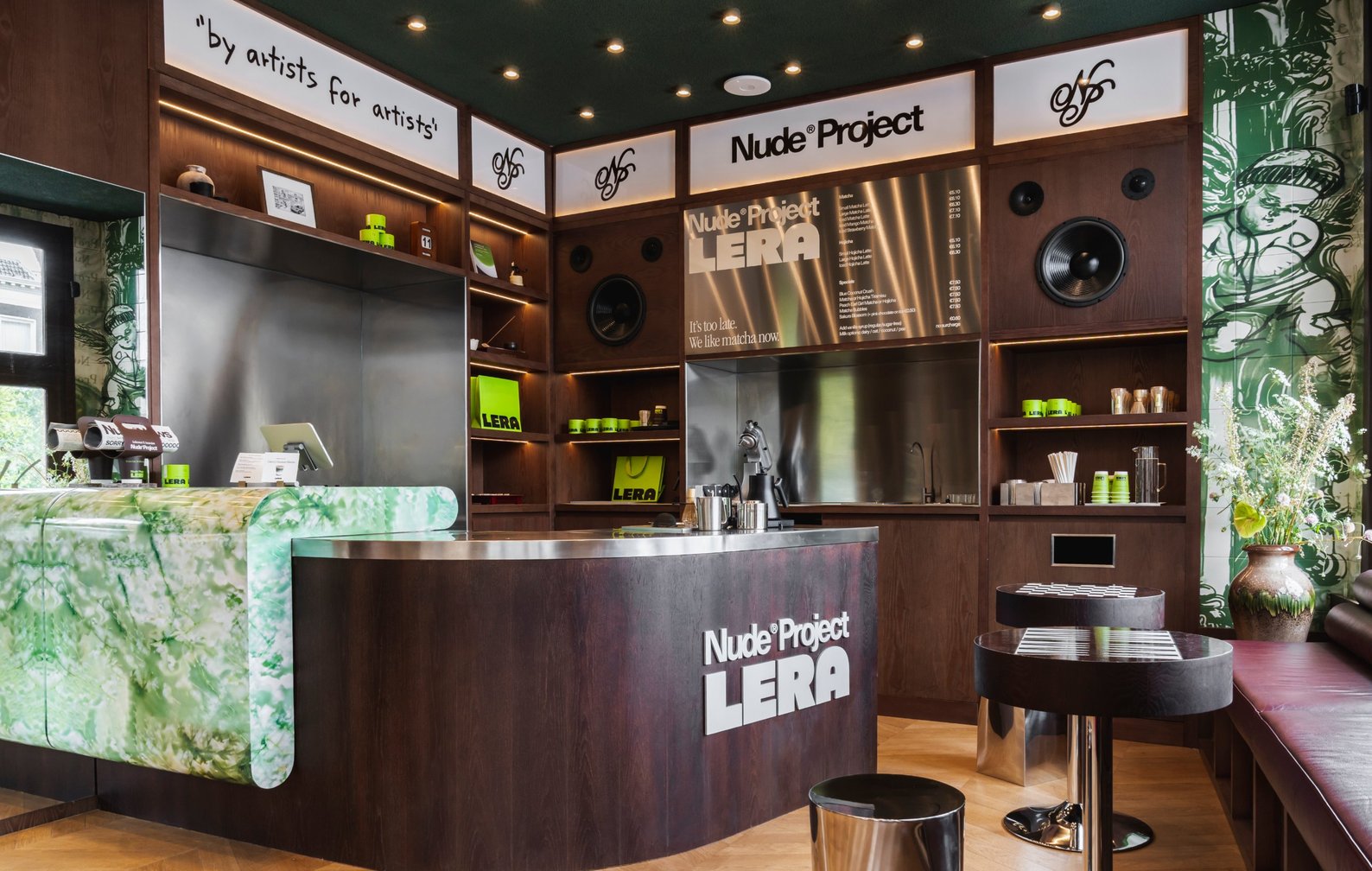 LERA matcha store inside Nude Project on Leidsestraat, Amsterdam