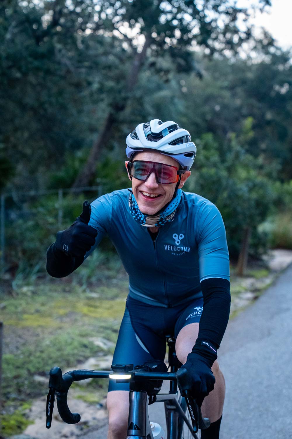 Cyclist thumbs up