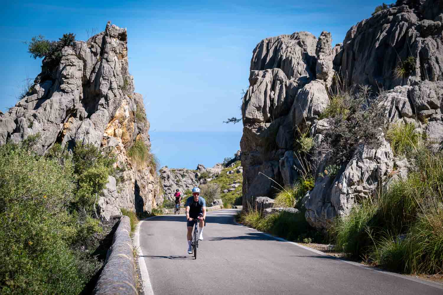 Cyclist climbing