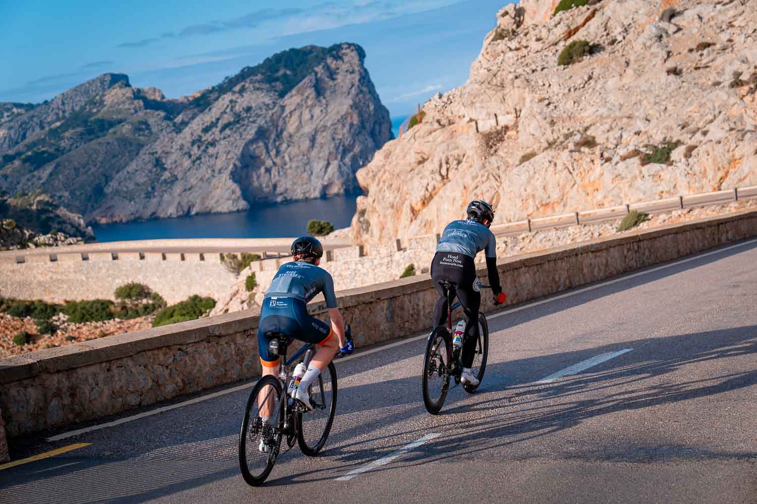Cycling round bend Formentor