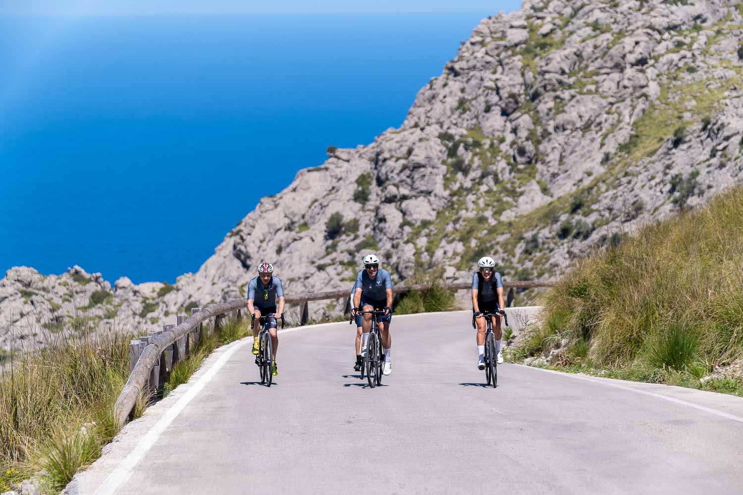 Velocamp riders climbing 