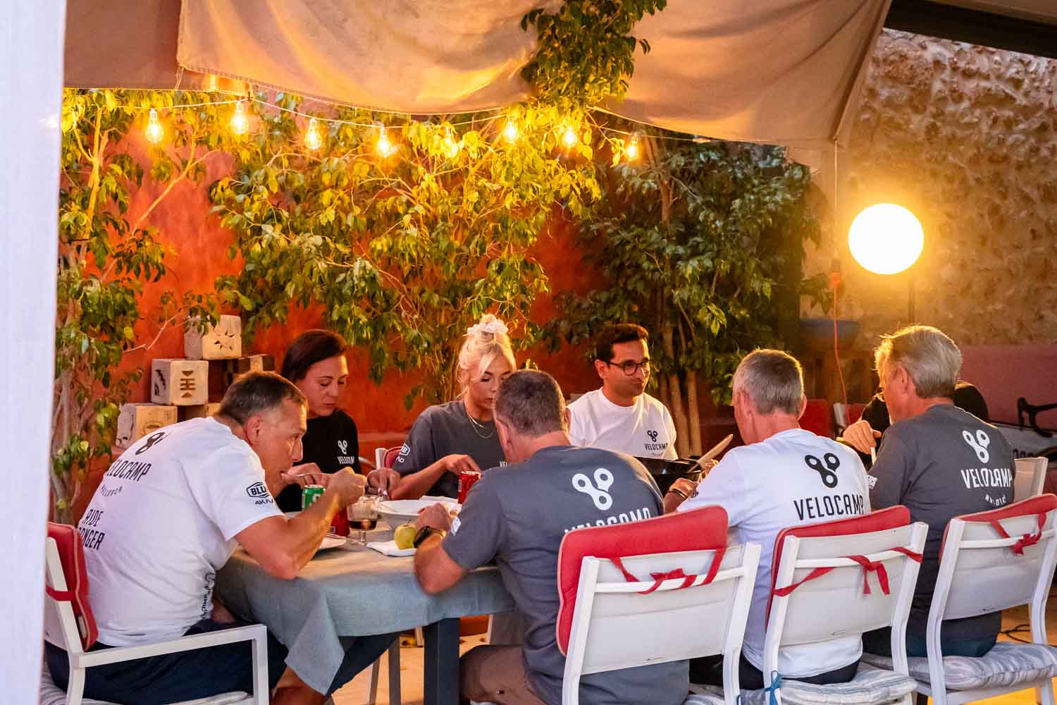 Velocamp team dinner outside