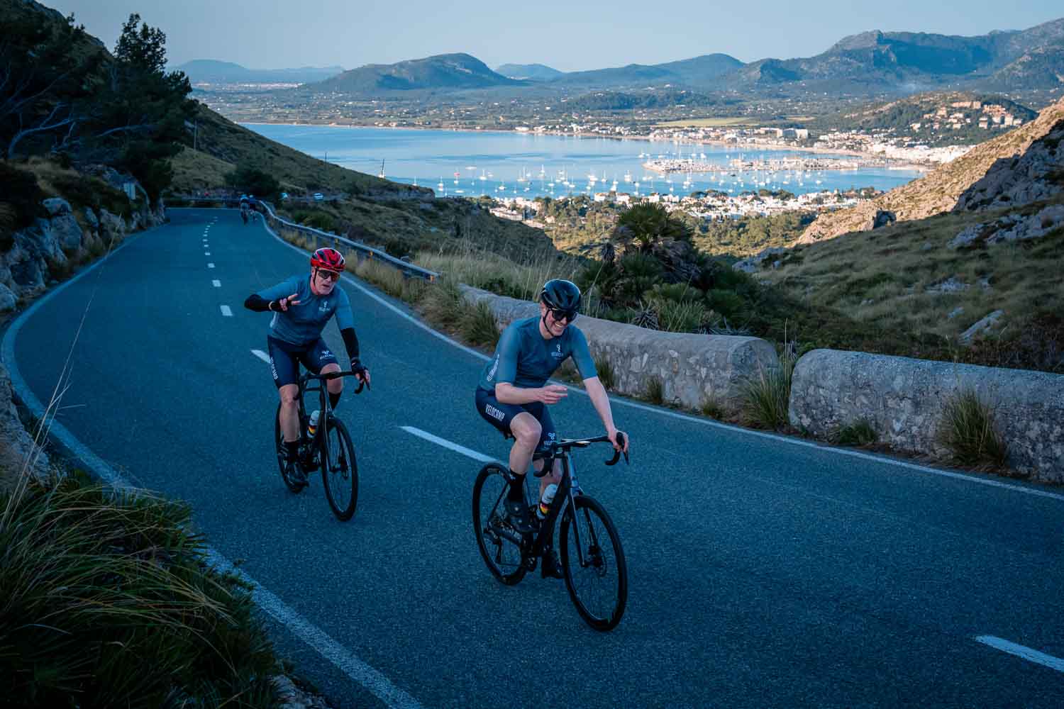 Two Velocamp cyclists port Pollença