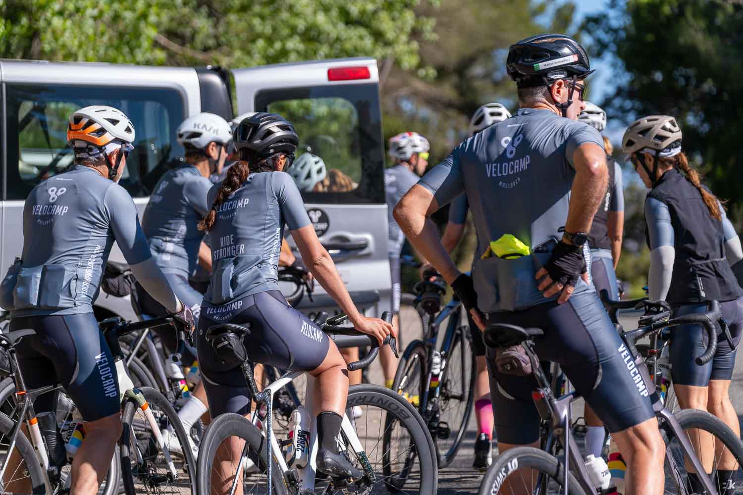 Large Velocamp group at van stop