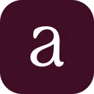White lowercase letter 'a' centered on a dark purple circular background.