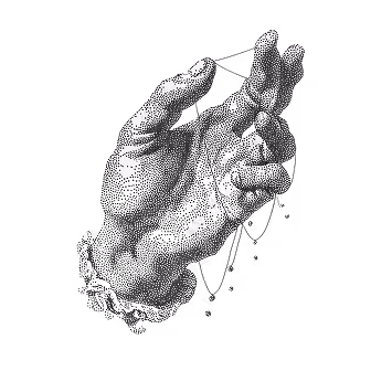 Black and white illustration of a hand washing in a bowl of water.