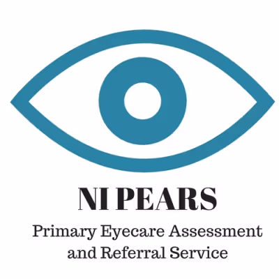 Ni Pears eye logo with text about primary eyecare assessment service