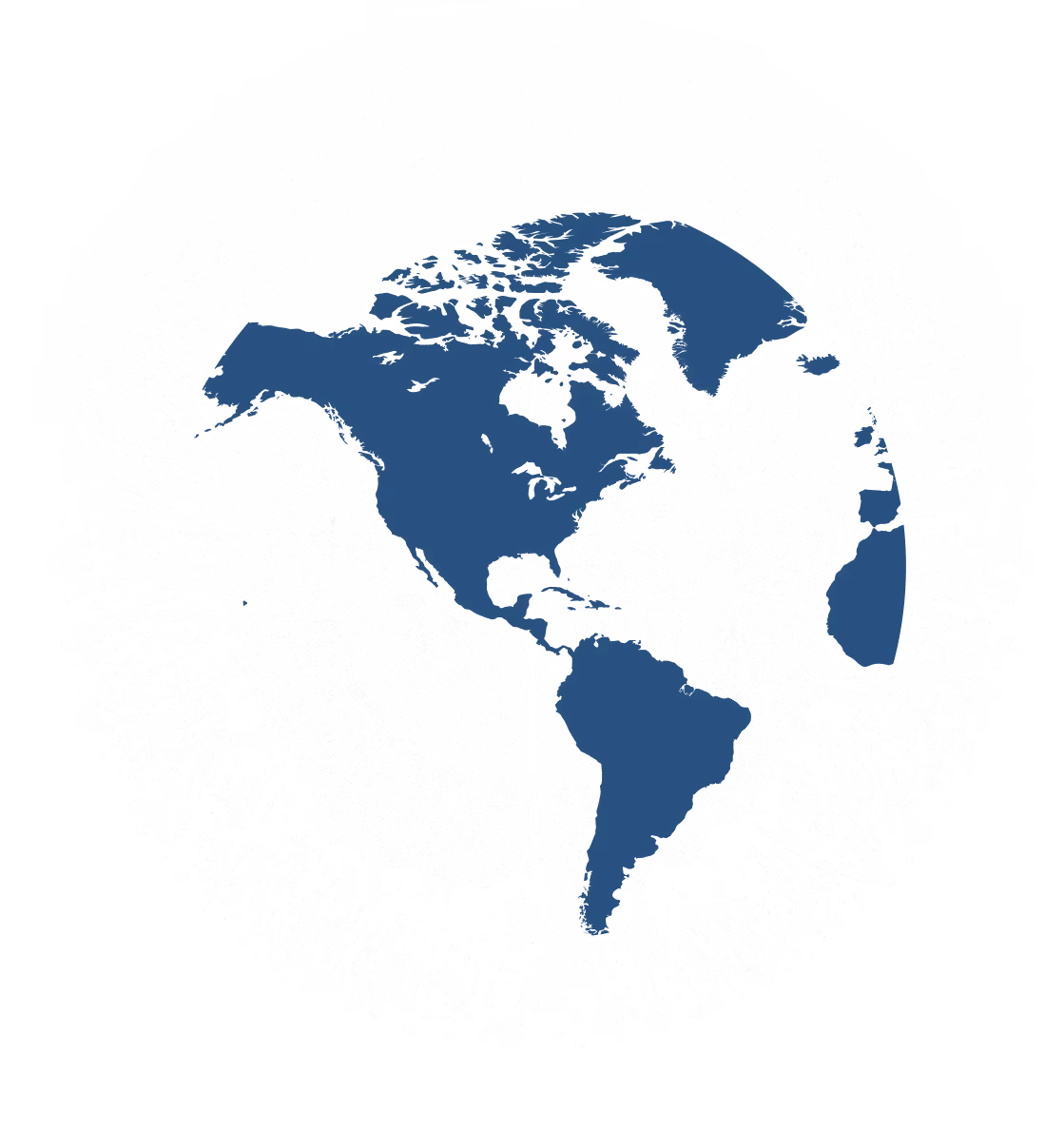 Blue map of the Americas overlaid on a detailed illustration of a brain with circuit-like patterns.