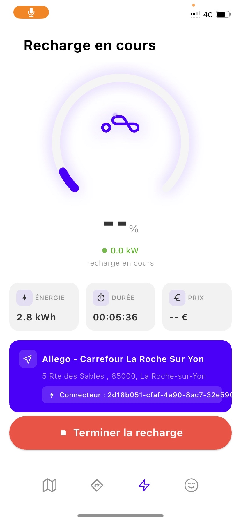 Suivi temps réel de la recharge