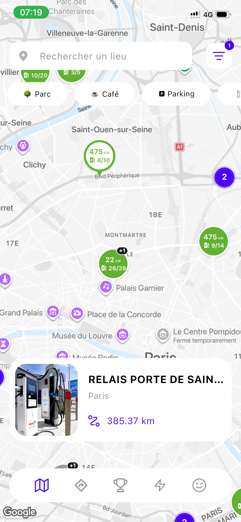 Carte des bornes en Europe