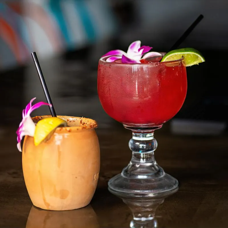 Couple of cold drinks, "Cantarito" and "Conga"