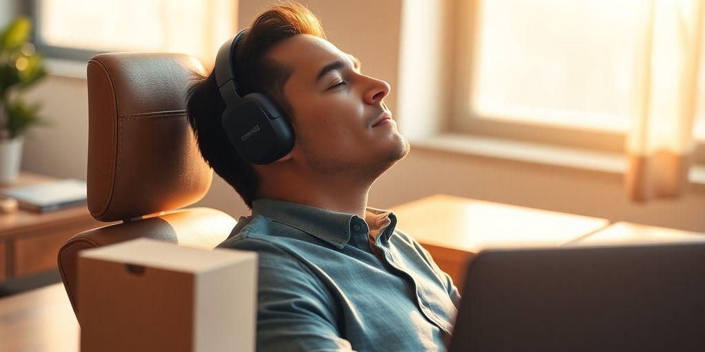 Man relaxing with headset