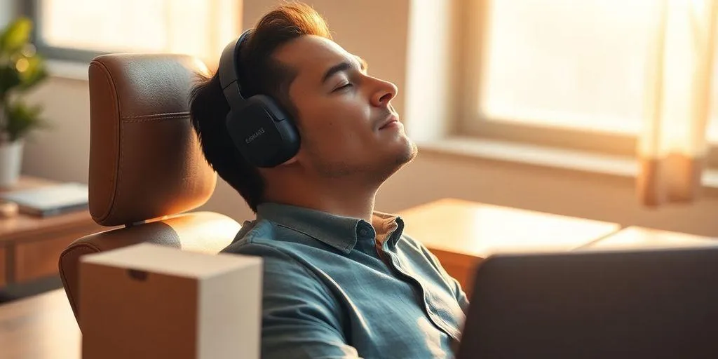 Man relaxing with headset