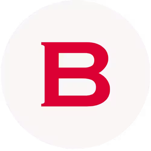 Icone B rouge fond beige rond