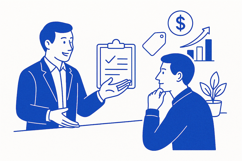 dois homens conversando sobre finanças