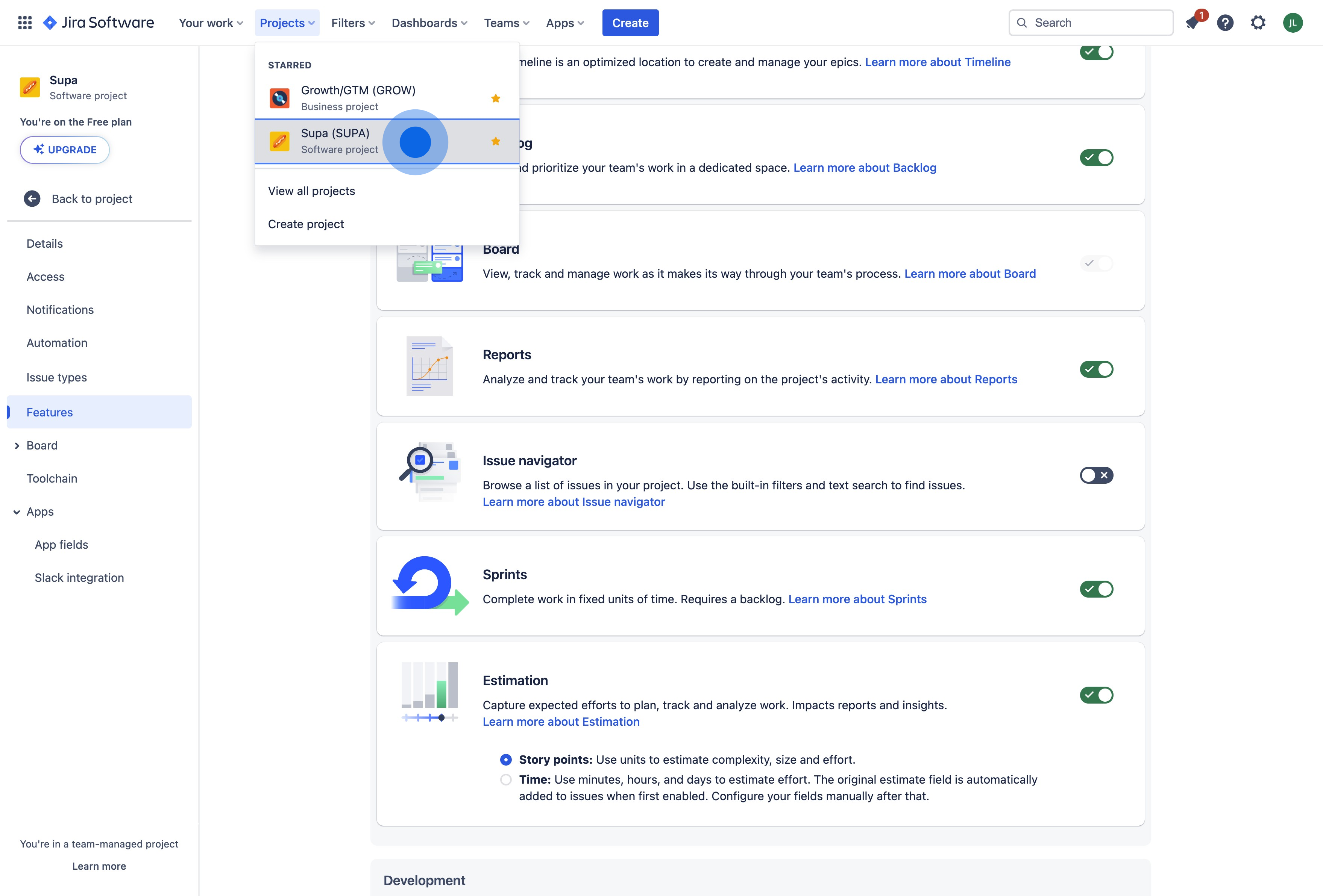 6 Click on "Software project"