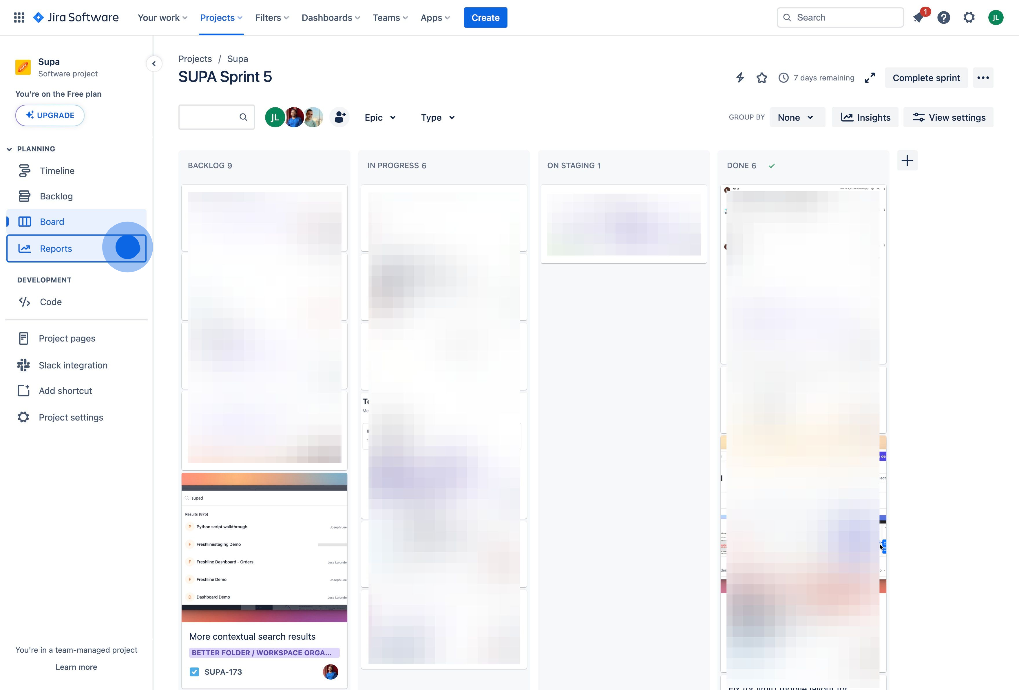 7 Click on "Reports"