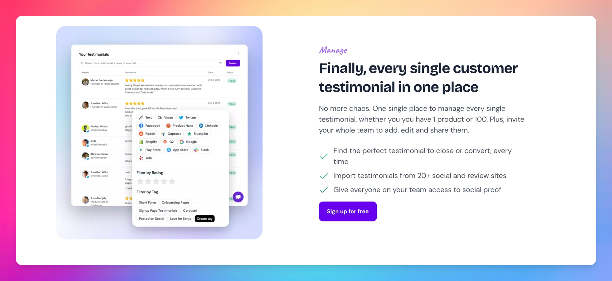Senja.io addresses their prospect's pain points in marketing copies
