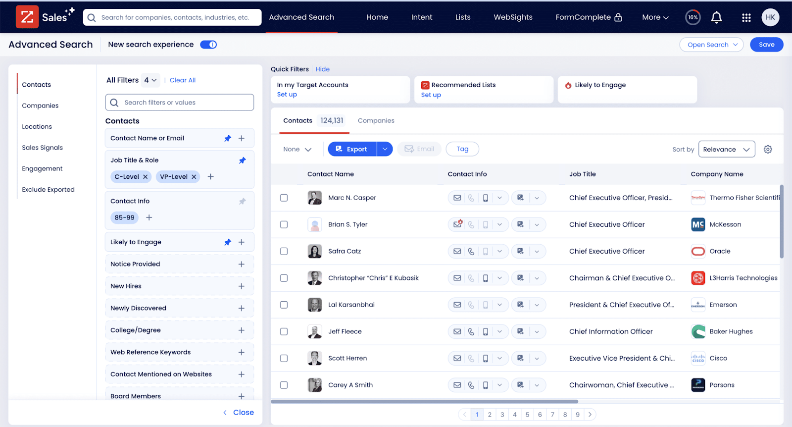 Zoominfo screenshot